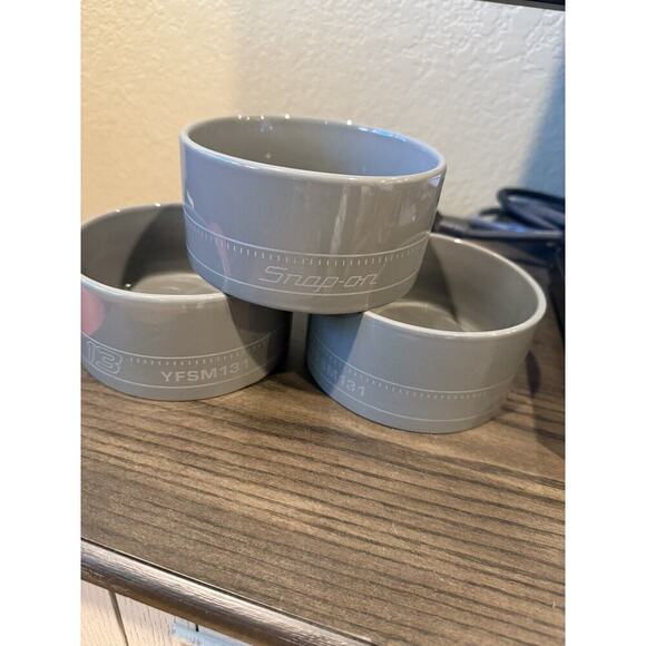 Lot of 3 SNAP-ON TOOLS Logo STONEWARE Soup Chili Dip Bowl 13 YFSM131 5” Gray - Picture 1 of 2